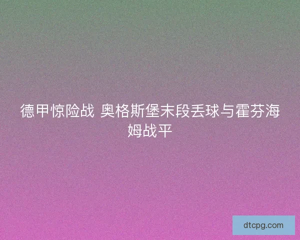 德甲惊险战 奥格斯堡末段丢球与霍芬海姆战平